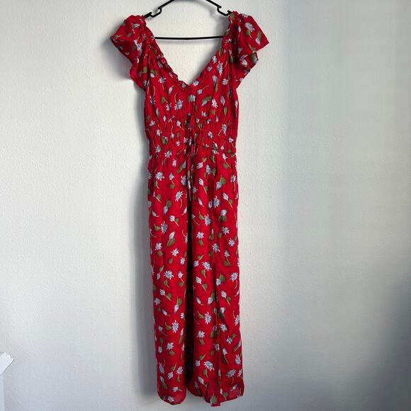 J Crew Palermo Dress In Ramie Dress XXS Floral Red - Picture 2 of 15
